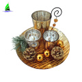 Wholesale table wedding decoration bougeoir en verre hand made gold glass candle holder set of 3